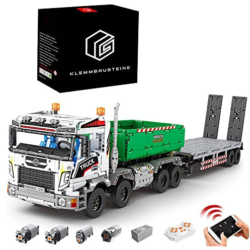DOYAY Technik LKW Mit Anhänger, 2950 Teile Technik Truck Ferngesteuert Auto mit Motoren, Technik Dumper mit Anhänger Bauset Kompatibel mit Technik LKW Modell