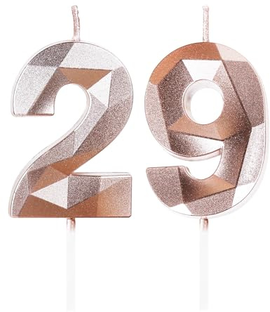 Yiran Velas de Cumpleaños 29 Años Ora Rose, Decoraciones para Hombres y Mujeres, Número 29 3D para Tarta, Topper de Vela Ora Rose, Suministros para Fiestas, Bodas y Aniversarios