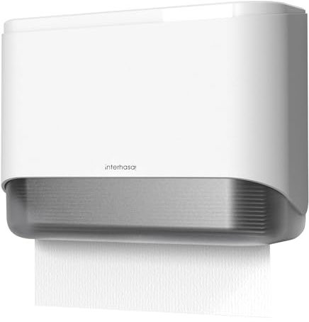 interhasa! Papierhandtuchspender Ohne Bohren zur Wandmontage, Handtuchspender für Z/V-Falz M Gefaltet Papierhandtücher Papierhandtuchhalter für Bad Paper Towel Dispenser Wall Mounted Weiß