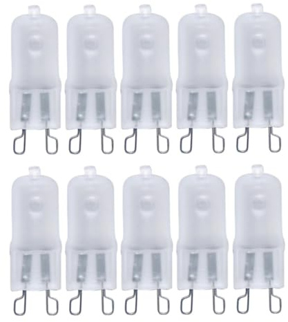 10 stycken varmvit frostat skal G9 halogenlampor 2800K-3000K, lämpliga för ersättning av ugnar, skåp och ugnslampor 40W-10PCS G9-220V