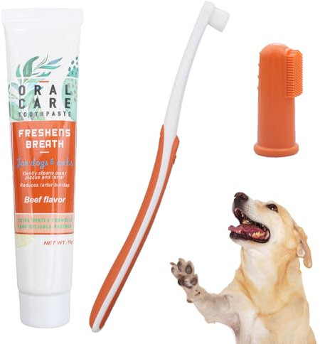 3 Pcs Hunde Zahnpflege Set,Hundezahnbürste,Zahnbürste Hund,Zahnbürste für Hunde,Zahnpasta Hunde,Zahnbürste Hunde,Hunde Pflege,Hunde Zahnbürste,Hundezahnpasta Gegen Zahnstein