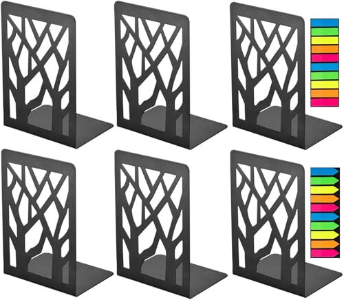 3 Paires Serre Livre, Cale Livre en Métal Rangement Livre Bloc Livre, Serre-Livres pour étagères Séparateurs de Livres Anti-Rayures Porte-Livres pour Bureau, Ecole et Maison (Noir)
