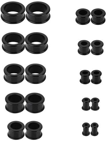 Uwiyo 20 Stück Silikon Flesh-Tunnel Set, 4-20mm Hollow Silikon Tunnel Plugs Ohrdehner Plug Ohr Expander Ohrplugs Flexible Stretching Expander Ohr Piercing Schmuck für Männer Frauen (Schwarz)