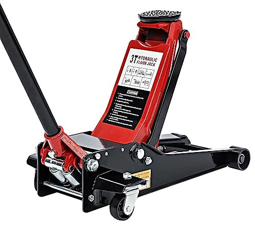 3 Tonne Hydraulic Floor Jack - Low Profile Car Van Lift With Dual Pump System, Heavy-Duty Steel, Handle Swivel Wheels for Garage