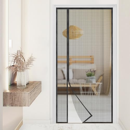 Magnetic Screen Door,Reversible Left or Right Side Opening, Mesh Door Screen Magnetic Closure,Keep Bugs Out,Pet and Kid Friendly, Fits Door Size 38 x 82
