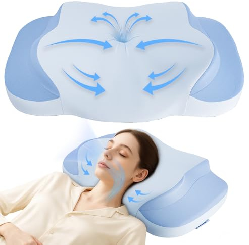 IDEA Almohada cervical, almohada ortopédica de espuma viscoelástica, almohada ergonómica para el dolor de cuello, antironquidos, almohada para los lados, la espalda y el vientre (1 unidad)