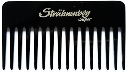 Strenboy Super lockkam handgjord svart 13 cm 16 tänder slingkam afrokam grov tänder (13 bl)