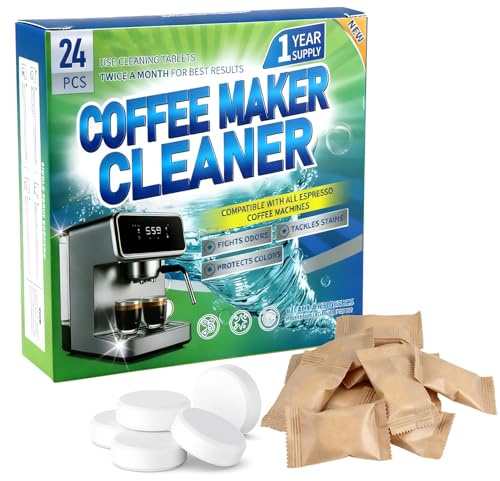 Coffee Machine Cleaning Tablets 24 Count Removes Limescale, Deep Cleans, Enhances Coffee Taste, Extends Machine Lifespan Descaling Tablets Compatible with Nespresso, Tassimo, Melitta, Delonghi, Miele