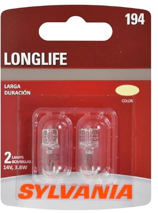 SYLVANIA - 194 Long Life Miniature - Bulb, Ideal for Interior Lighting - Trunk, Cargo and License Plate (Contains 2 Bulbs)