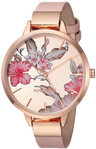Nine West Women's Floral Dial Strap Watch Pink