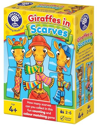 Orchard Toys Giraffes in Scarves Game, Fun Counting and Colour Educational Toys and Games, Educational Games for Kids Age 4+ years
