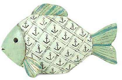 CAPRILO Figura Decorativa de Resina Pez Ancla Adornos y Esculturas. Decoración Hogar Marinera. Regalos Originales. 13 x 22 x 8 cm.