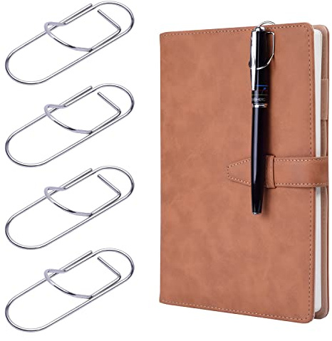 Wisdompro Pen Clip, 12 Pack Stainless Steel Pen Clip Holder for Notebook, Books, Journal, Clipboard, Paper, etc. - Fits Almost Any Pen Size (Silver)
