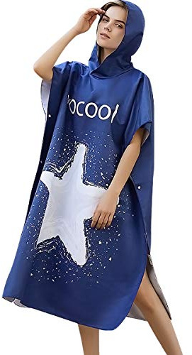 LumiSyne Poncho Plage à Capuche Serviette De Bain en Microfibre Peignoir De Bain à Rayures d'impression De Mode Séchage Rapide Serviette De Sport Changement De Peignoir Couverture De Plage