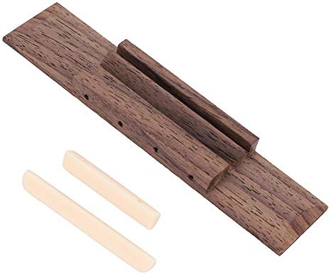 Walfront Ukulele Bridge Set Rosewood Bridge Plastic Nut & Saddle DIY Replacement Part Height Adjustment Saddle for 4 String Ukulele Instrument