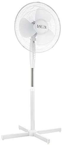 Baroni Home Ventilateur de Terre 126 cm sur Pied, Ventilateur 3 Niveaux de Vitesse et Inclinaison Réglable, Ventilateur Silencieux, Blanc, 126x61x44 cm