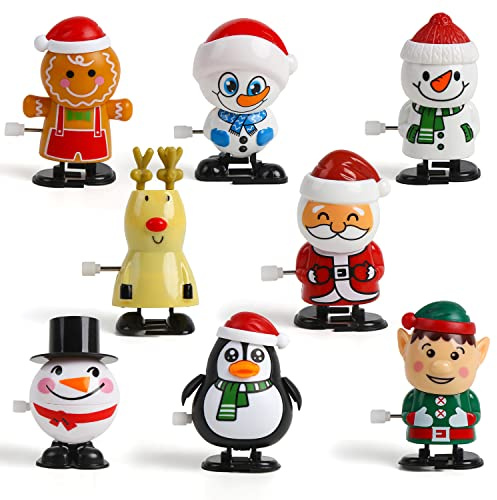 VEYLIN 8 Pack Christmas Wind Up Toy Assortments Christmas Stocking Stuffers Christmas Toys for Kids Party Bag Fillers