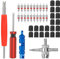 FRIUSATE 44 Pcs Tyre Valve Core Removal Tool Tyre Valve Repair for Bike Car 20 Pcs Valve Cores 20 Pcs Valve Caps 4-Way Valve Tool Dual & Single Head Valve Core Remover