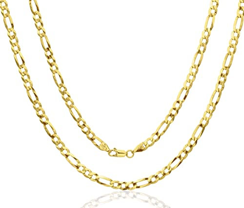 AKA Gioielli® - Herren Damen Kette 18 Karat Gold Vergoldet 925 Sterling Silber - Figarokette 5mm - 55 cm lang