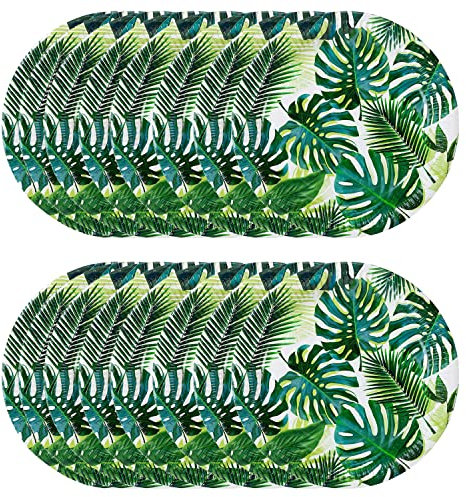 Talking Tables Platos tropicales verdes, paquete de 24 | Vajilla de papel desechable de hoja de palma para fiesta infantil en la selva, tema hawaiano, luau de verano, picnic, palmplates, 24 unidades,