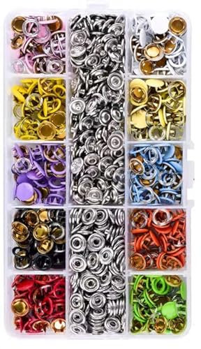 9.5/10mm 100/Sets Botones de costura de ropa de metal Anillo de punta Espárragos de presión Sujetadores de presión Alicates de clip Accesorios de costura DIY 10 color-A100sets con alicates, 9.5mm 10m
