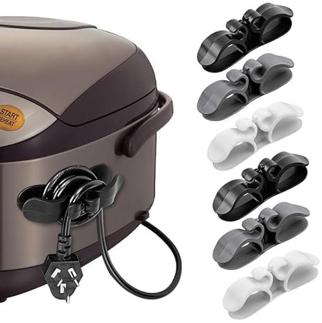 GUOMIS Organisateur de fils，Lot de 6 clips de câble auto-adhésifs pour appareils de cuisine, cuiseur à riz, mélangeur et autres appareils de cuisine