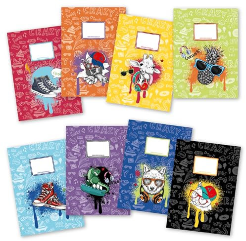 Papierdrachen 8 hochwertige Heftumschläge aus Papier für Kinder | A4| Motiv Graffiti - Heftschoner ideal für die Schule - Heftumschlag 250g/m² - Set Nummer 18