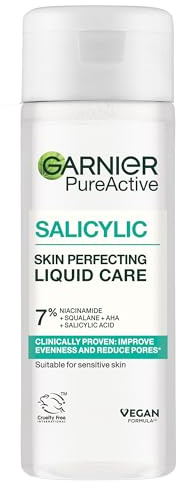 Garnier Salicylic Acid Skin Perfecting Liquid Care Toner, 7% Niacinamide & Squalane, AHA, Reduces Pores & Blemishes, Smooths & Evens Skin, Vegan & Cruelty-Free, 120ml