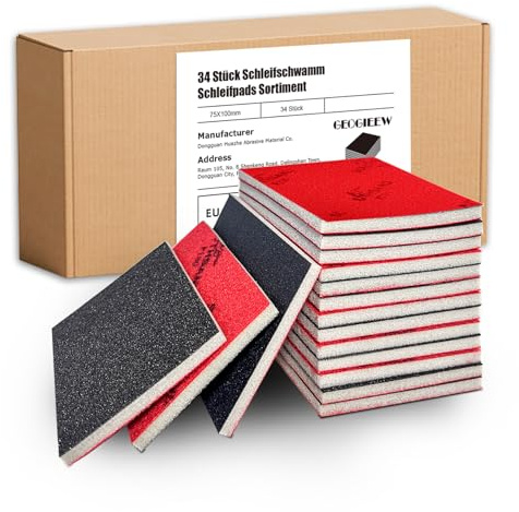 GEOGIEEW 36PCS Sanding Sponges, 2000 Grit Sanding Pads Assortment, Soft Foam Sand Block Wet Dry Sandpaper for Model Drywall Metal Wood Furniture Polishing