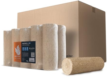 HEIZFUXX Holzbriketts Nestro XL Blue - Weichholzbriketts 20 kg (2x10 kg) - Premium Briketts für Kamin, Heizkessel & Ofen - Hoher Heizwert, geringer Aschegehalt & maximale Energieausbeute