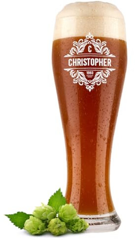 polar-effekt Verre à bière blanche 500 ml avec gravure personnalisée – Verre à bière blanche pour homme – Verre à bière pour anniversaire – Verre à bière passe au lave-vaisselle – Sans BPA