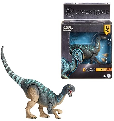 Mattel Jurassic World Hammond Collection - Mussaurus, dinosauro dal design premium con occhi realistici, 15 punti di articolazione e zampe extra incluse, 8+ anni, JKM89