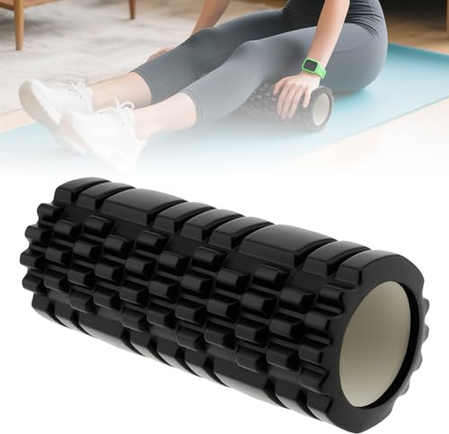 Tobefore High Density EVA Foam Roller for Physical Therapy, Yoga & Pilates - Muscle Recovery, Deep Tissue Massage, Myofascial Release with Portable Mesh Bag（Black）