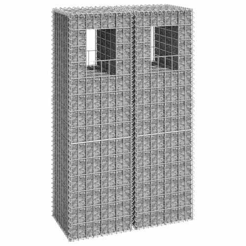 ACAGALA Columna de gaviones de 40 x 40 x 140 cm, 2 unidades, cesta de piedra, cesta de alambre de hierro, valla de gaviones, pared de gaviones para borde de arriates, jardín y paisajismo