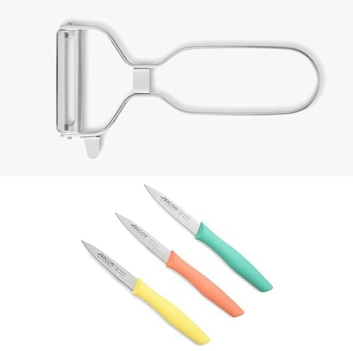 Arcos Kit Vegetales – Set Pelador de Tomate Profesional y 3 Cuchillos Mondadores – Solución Completa para Preparar Frutas y Verduras – Acero Inoxidable de Alta Precisión