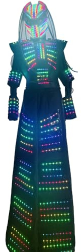 Earthradius Disfraz de Robot Caminante sobre zancos RGB, Traje de Armadura con Casco de depredador Iluminado de Cuerpo Completo para espectáculos de Escenario