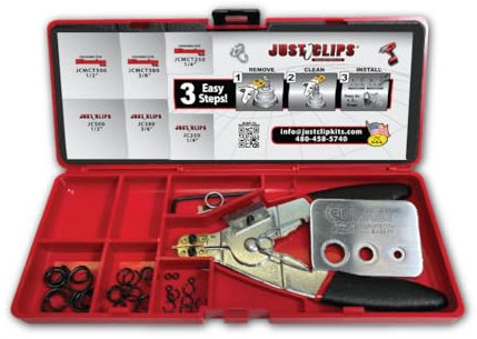 Just Clips Snap Ring Tool Kit with Clips and o-Rings, snap Ring Pliers and The All-New Patented ClipKey. The only Installation Tool That Works with 1/4, 3/8 & 1/2 Snap Rings.
