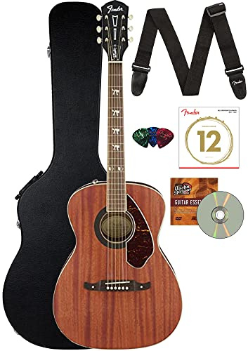 Fender Tim Armstrong Hellcat Concert Acoustic-Electric Guitar - Natural Bundle with Case, Strings, Strap, Picks, and DVD