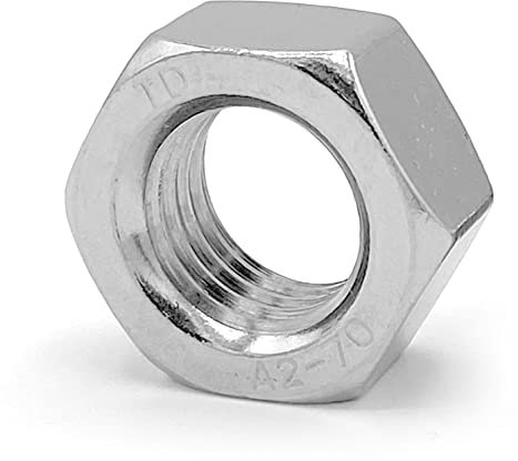 NOLDAR | Tuercas hexagonales DIN 934 métrico M10 (15 unidades). Acero inoxidable AISI 304 (A2). Paso de rosca 1,5 (estándar)