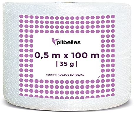 Rollo de plástico de burbujas de 50 cm de ancho y 100 metros de longitud | Rollo Burbujas Embalaje, Mudanza, Envíos, Protección