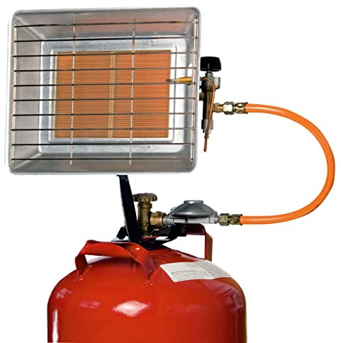 ROWI GASHEIZSTRAHLER 4300 W HGS 4300/1, inkl. Gasschlauch, Druckregler und Gerätehalter für Gasflaschen/MADE IN GERMANY