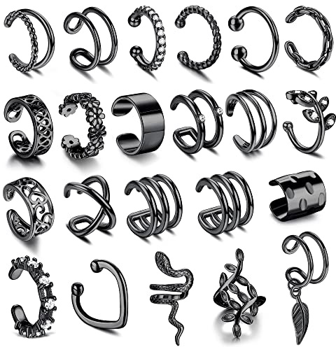 JeweBella 22Pcs Ear Cuffs Orecchini Donna Regolabile Orecchini Senza Buco Donna Orecchini Finti Donna Orecchini Clip Cartilagine Non Piercing Orecchio Earcuffs Donna Oro/Argento/Oro Rosa/Nero