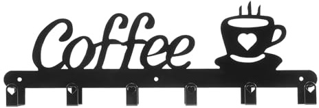 NIZEAMI Coffee Mug Holder Wall Mounted 6 Hooks Cup Holder Mug Storage Metal Coffee Sign Cup Display Hanger Decor for Restaurant Coffee Shop Bar Kitchen