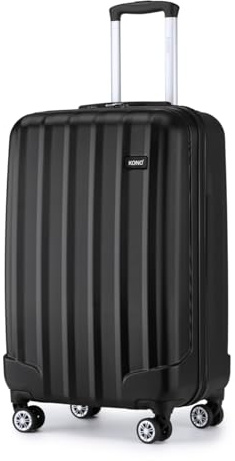 Kono Cabin Suitcase 55x35x20cm ABS+PC Hard Shell Carry On Trolley Case Lightweight Hand Luggage with 4 Wheels and Combination Lock (Black)
