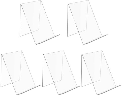 FOGAWA 5 Stück Buchständer aus Acryl Multifunktional Buchaufsteller Staffelei Transparent Acryl Ständer Prospektständer für Präsentieren von Büchern, Notizblöcken, Fotoalben und CDs