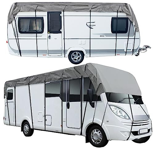 MRWiZMS Bache Caravane, Bache de Protection Camping Car, Tissu Non tissé Gris de Haute qualité, à l'eau et à la poussière, Housse Universelle pour Caravane (L600 x W300cm(L236 x W118in))