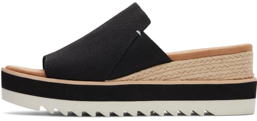 TOMS Women's Diana Mule Wedge Sandal, Textile Upper, CloudBound Insole, Black Heavy Canvas, 8
