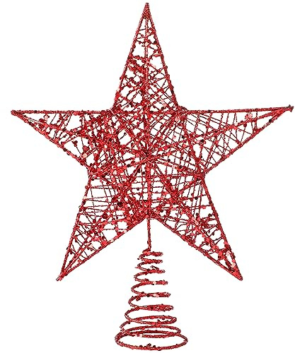 SULOLI Punta per albero di Natale in ferro, decorazione per albero di Natale, decorazione (rosso)