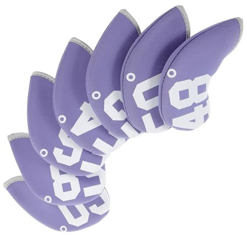 KITANDOVE 7st Leichte Golfschlägerhüllen Golfhüllen Mit Zahlenmuster Professionelle Golf-Kopfbedeckungen Kopfbedeckungen Für Golfeisen Ärmel Für Golfschläger Taucherstoff Lavender