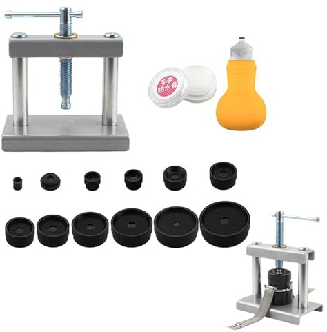 Eruceky Klockpress-set, klockreparationsverktyg, klocklockpresreparationsverktyg, för klockreparation och batteribyte, lämplig för nybörjare